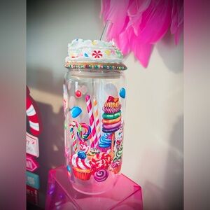 16oz. Glass Bamboo Candyland Whipped Topper Cup